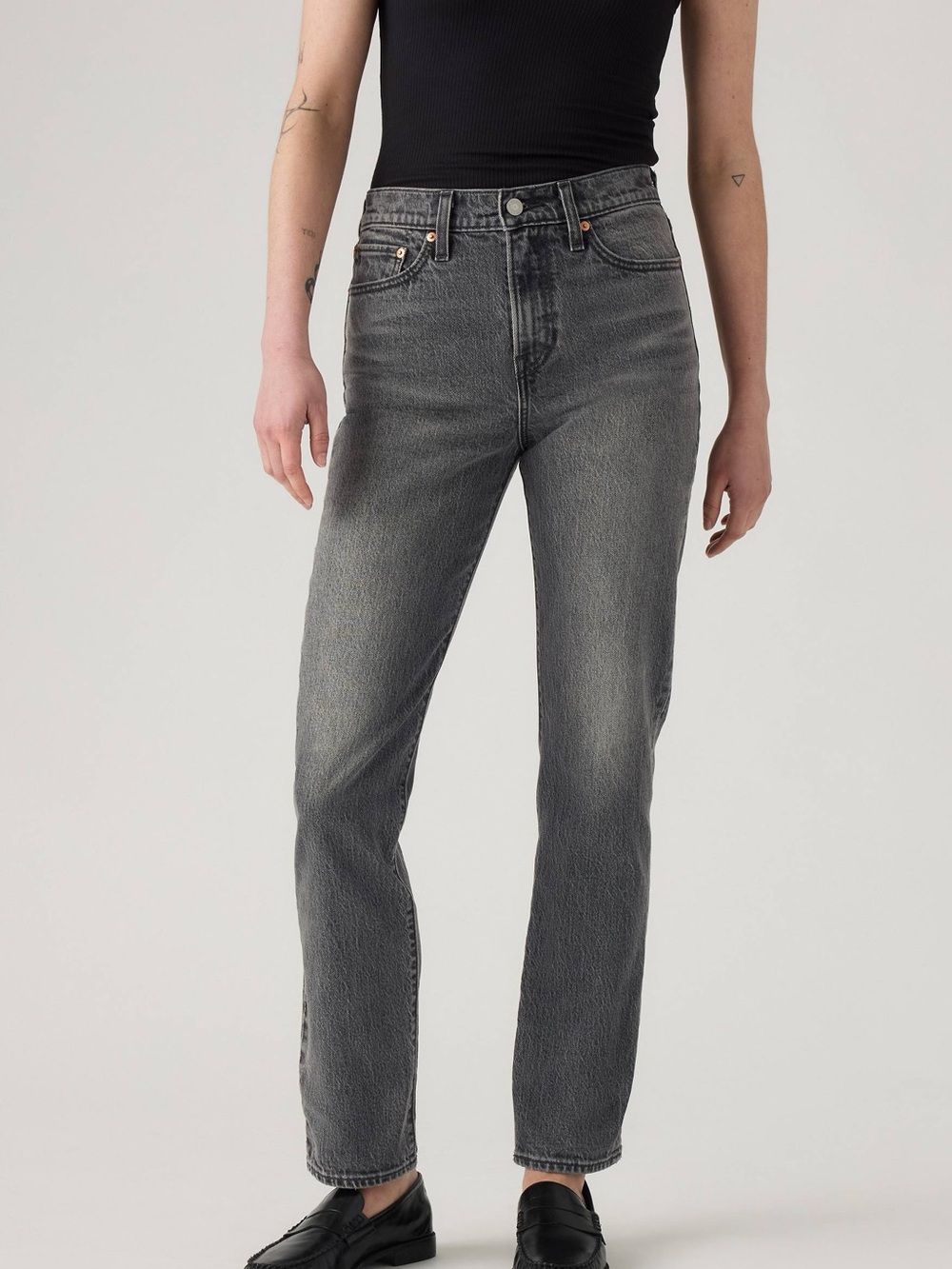 Levi’s Wedgie Straight Leg Jeans Size 24 Vintage Black Wash